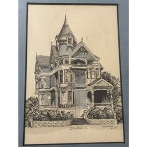Vintage Eileen David 1981 Franklin Street San Francisco Lithograph House Framed